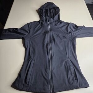 Women's Black Full Zip Hooded Active Jacket XL Stretch Nylon Athleisure...